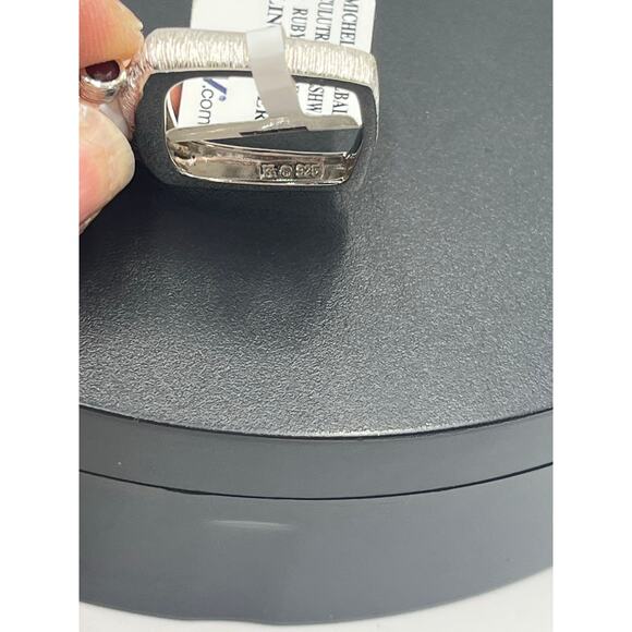 Michelle Albala 10mm Round Pearl Rhodium Sterling Ruby Cabochon Ring New Sz 9 - Picture 14 of 14